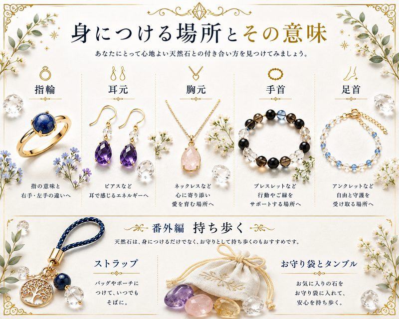 身につけ方と石の形